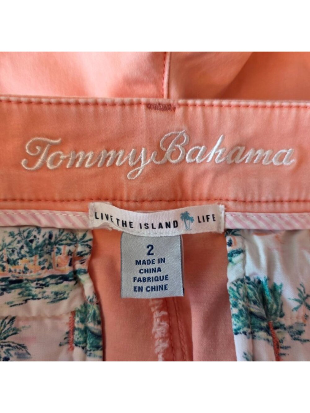 Tommy Bahama Womens 2 Shorts Live The Island Life Neon Orange Cotton Tencel - Picture 5 of 7
